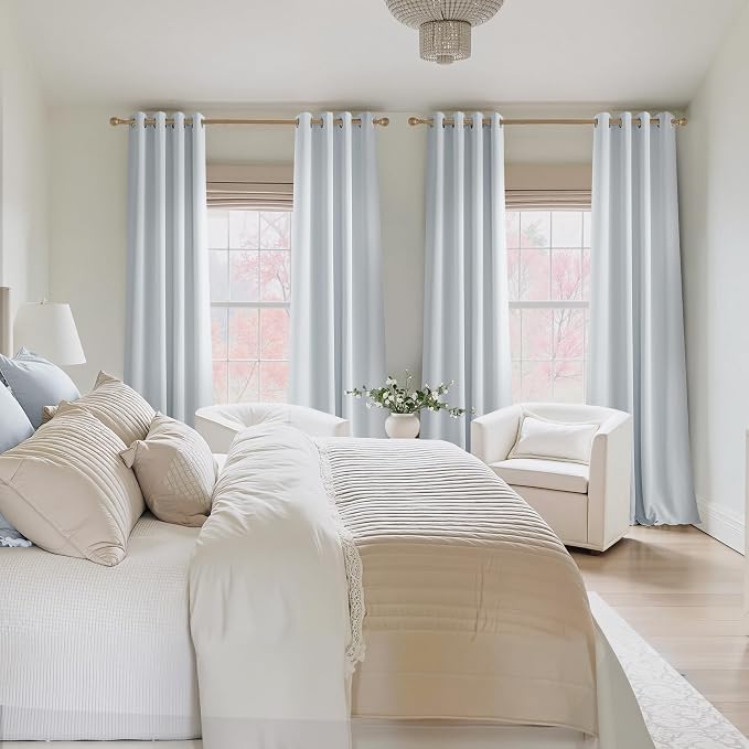 NICETOWN Room Darkening Draperies Curtains Panels, 2 Panels Greyish White W52 x - Image 6