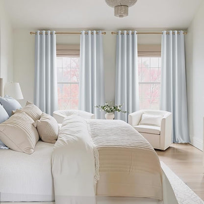 NICETOWN Room Darkening Draperies Curtains Panels, 2 Panels Greyish White W52 x - Image 2