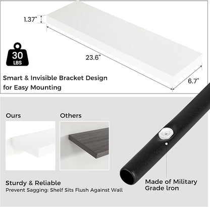 Venusmiles Floating Shelves for Wall 24 inch Long, Engineered Wood Wall Shelves - Image 3