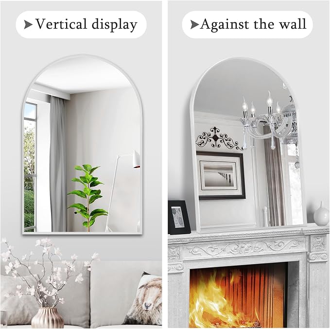 28" x 36" Silver Arched Mirror, Large Arch Bathroom Vanity Mirror, Modern - Image 3