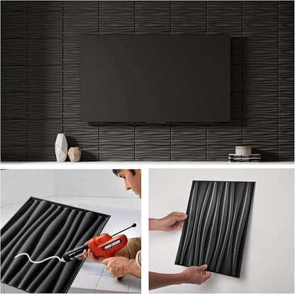 Art3d 24-Pack 3D Wall Panels for Interior Home Décor, PVC Wavy Textured Accent - Image 4