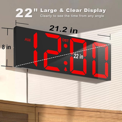 JALL 22'' Large Digital Wall Clock, Big LED Number Dispaly, Night Light - Image 2