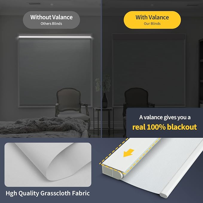 Motorized Blinds with Valance Cover Upgraded Smart Grasscloth Fabric Electric - Image 2