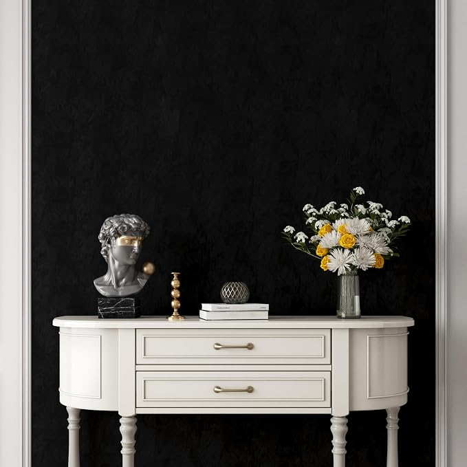 YENHOME 30"X118" Vintage Black Peel and Stick Wallpaper Textured Wallpaper - Image 4