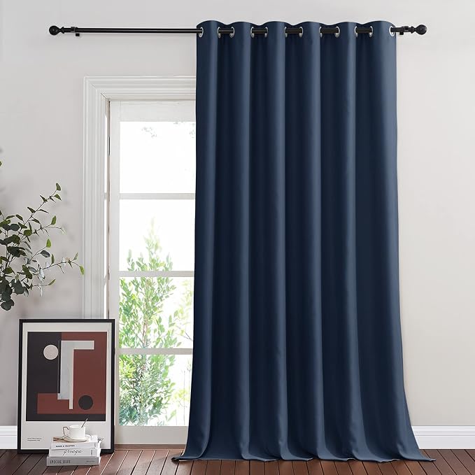 NICETOWN Navy Blue Blackout Room Divider Curtains 144 inch Length, Grommet by NICETOWN