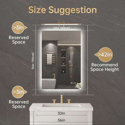 LOVESPEJO 24"x36" Backlit Mirror Bathroom, LED Bathroom Mirror - Image 9