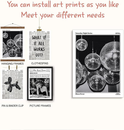 NaZaUK Trendy Preppy Retro Y2K Room Decor, Sufeasdf 70s Disco Ball Newspaper - Image 4