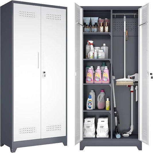 GREATMEET Metal Garage Storage Cabinet, Locking Utility Cabinet by GREATMEET