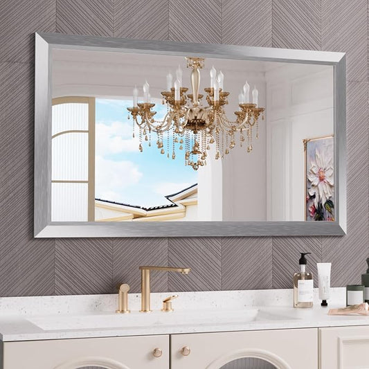 Amorho Bathroom Mirror 50 X30 Inch, Brushed Nickel Mirror Perfect by Amorho