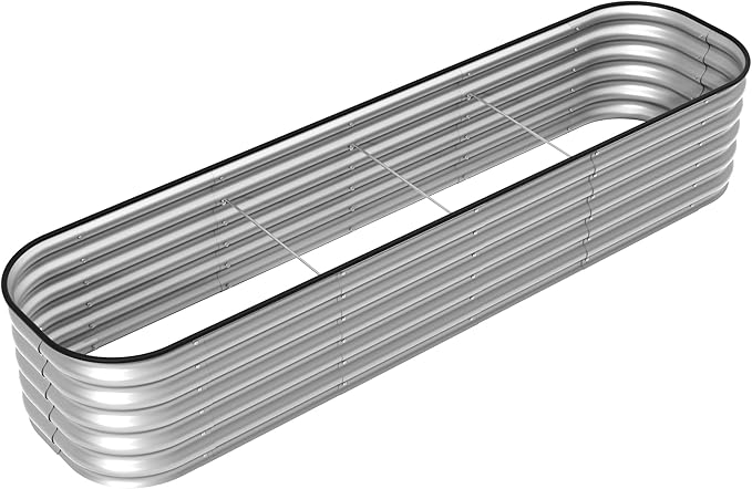 8×2×1.5 ft Galvanized 0.7mm Thickness Steel Raised Garden Bed,Modular Planter for Gardening, Vegetables Bed, Flowers Bed,17" Tall Metal Raised Garden Beds Outdoor-Silver.