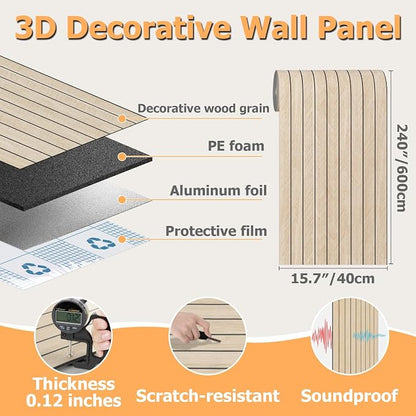 Arthome Peel and Stick Slat Wall Panels 15.7 "x240, Self-Adhesive PVC Wood - Image 8