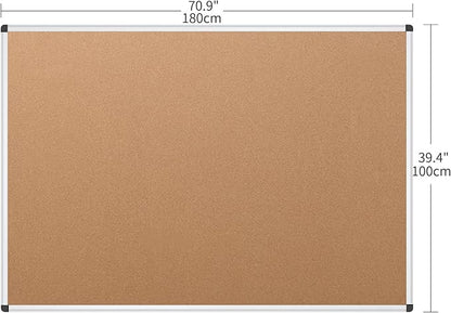 VIZ-PRO Large Cork Bulletin Board, 72 X 40 Inches, Wall-Mounted Corkboard - Image 2