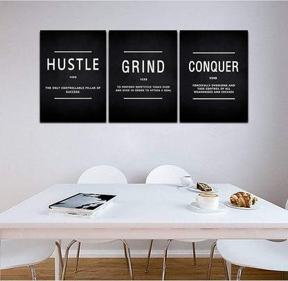 KAWAHONE Inspiration Canvas Wall Art Large, Grind Hustle Conquer Quotes Poster - Image 8