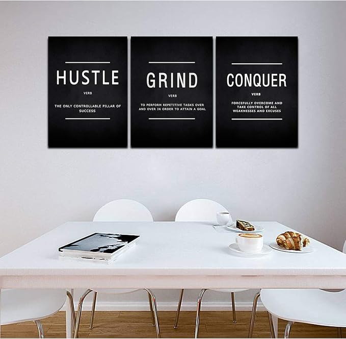 KAWAHONE Grind Hustle Conquer Wall Art, Success Canvas Painting Wall Decor - Image 8