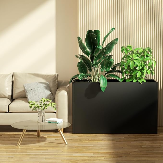 Heavy-Duty Steel Planter Box 38”x12”x30”, Rust-Resistant Large Outdoor & Indoor Plant Container, Metal Garden Box with Drainage Holes & Reinforced Edges