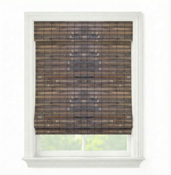 Cordless Woven Wood Roman Shades, 66W x 60H, Hatteras Cocoa, Sizes 20-72 Wide by FirstRateBlinds