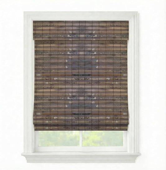 Cordless Woven Wood Roman Shades, 26W x 36H, Hatteras Cocoa, Sizes 20-72 Wide by FirstRateBlinds