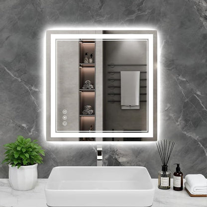 32x32 Inch LED Bathroom Mirror by Wedhouc