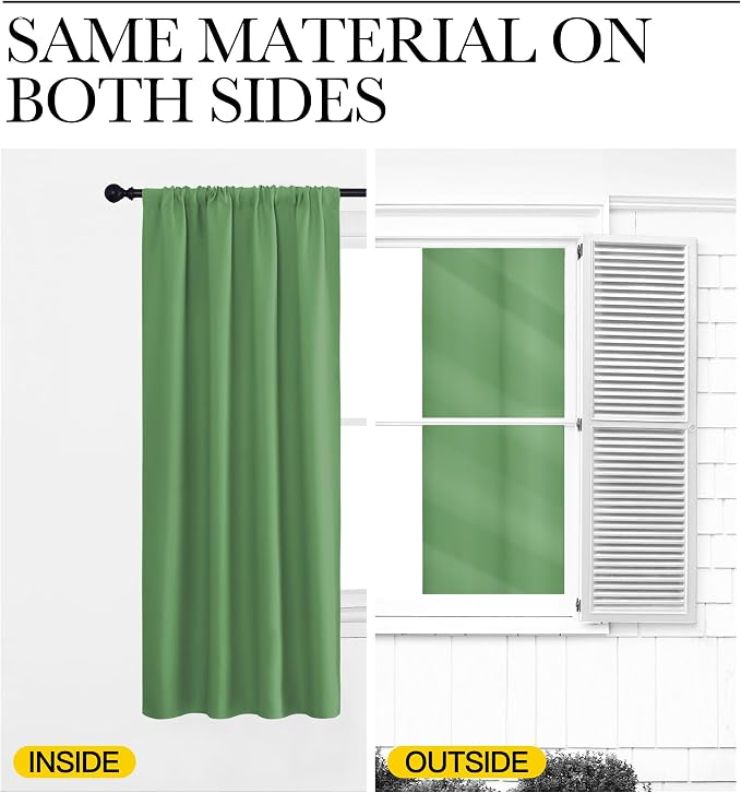 NICETOWN Kitchen Curtains, Short Blackout Curtains & Drapes, Froest Green - Image 5