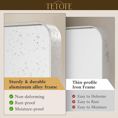 TETOTE 55 x 30 Inch Brushed Nickel Bathroom Mirror - Image 3