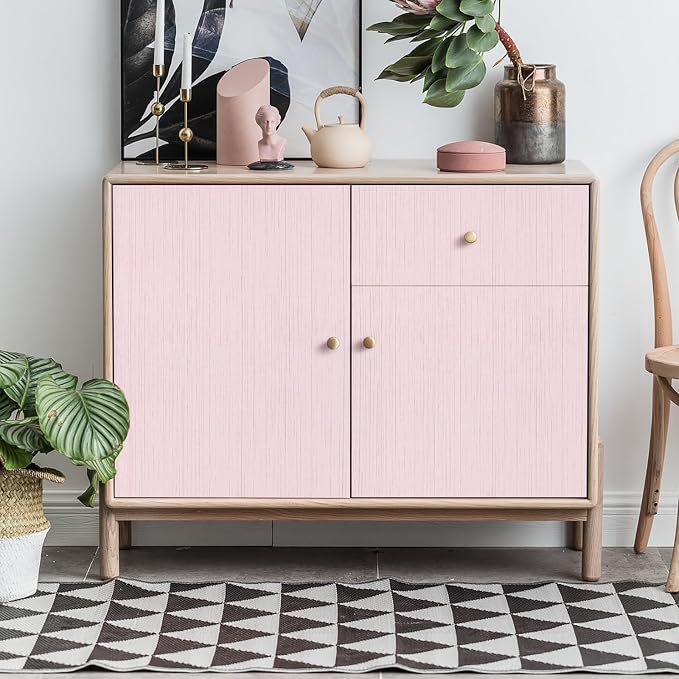 Pink Grasscloth Peel and Stick Wallpaper A Set of 23.6" X 480" Self-Adhesive - Image 3