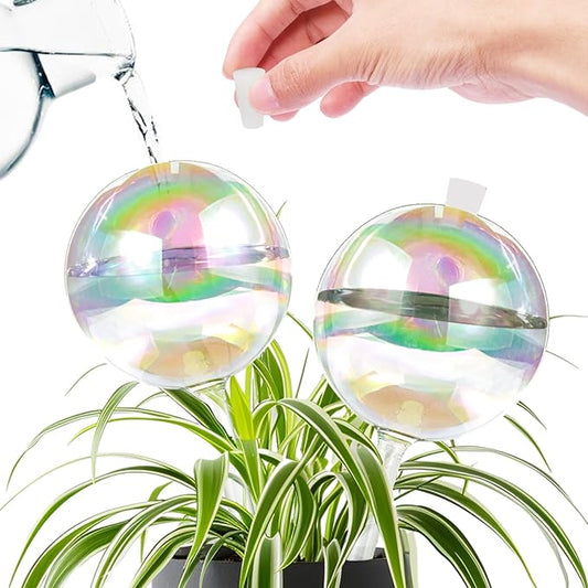 ZephyrBloom 13 oz Up 2 Weeks Large Plant Watering Globes & Bulbs, Self Watering Glass Globes to Water Plants While Away, Indoor Outdoor Automatic Slow-Release Watering Bulbs for Houseplants 2 Pack