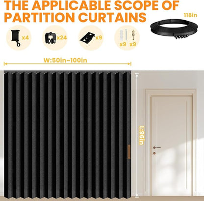 Room Divider Curtain Sets with Flexible Ceiling Track, Privacy Soundproof - Image 2