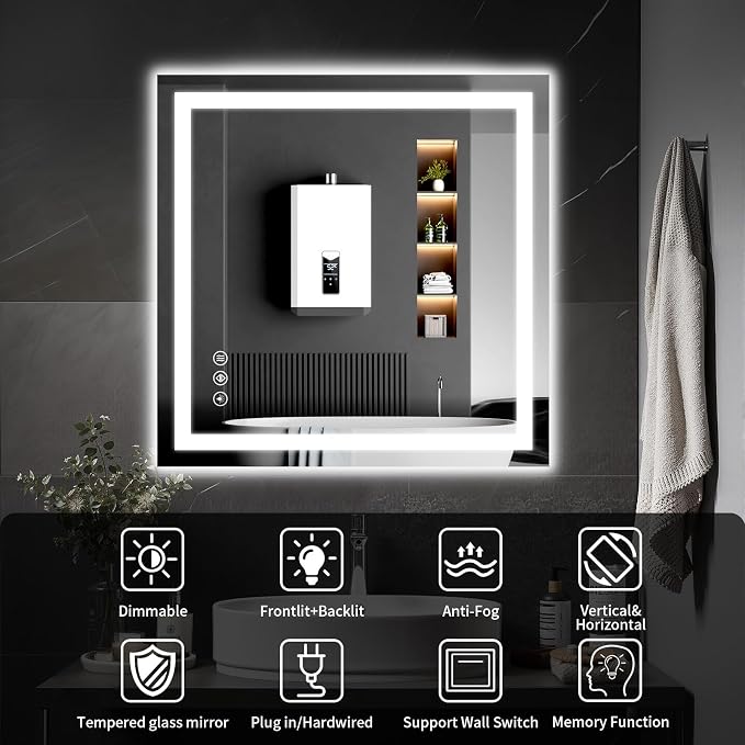 LED Bathroom Mirrors 32"x32" Bathroom Mirror - Image 8
