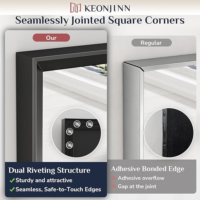 Keonjinn 55 x 30 Inch Black Bathroom Mirrors - Image 4