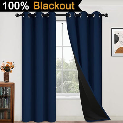 Yakamok 84 Inch Length 100% Blackout Window Curtain Panels, Full Light Blocking - Image 2