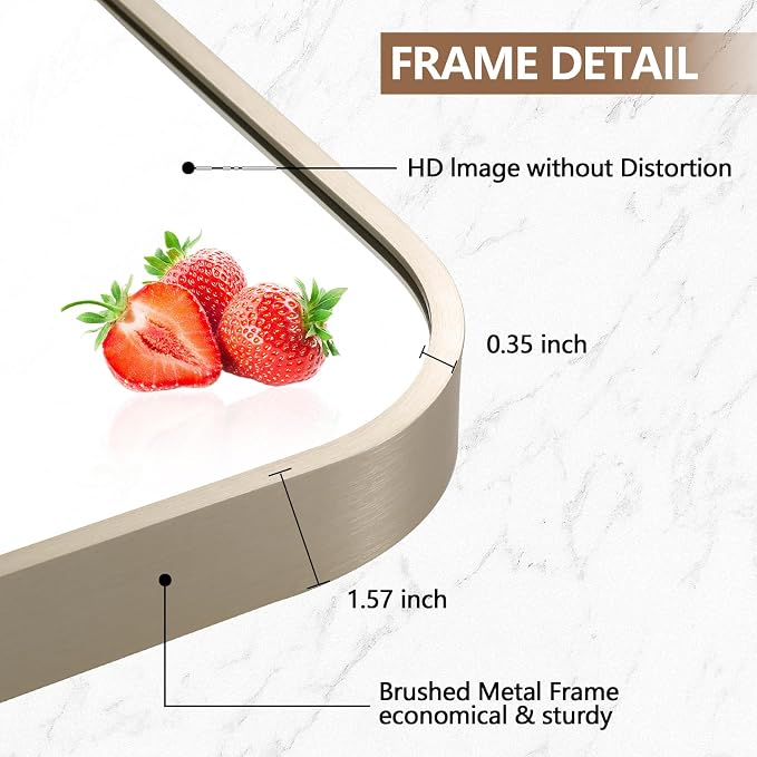 24x32 Inch Brushed Nickel Bathroom Mirror, Framed Rectangle Mirror - Image 4