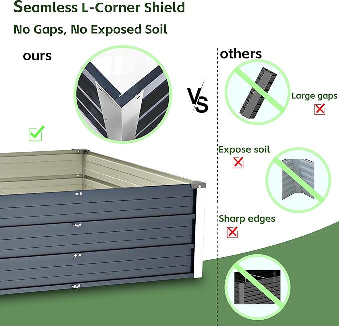 Galvanized Raised Garden Bed 7.5x4x1.3ft, 5 in 1 Durable Variable Planter Boxes Outdoor, Rust-Proof Metal Elevated Raised Beds for Gardening for Vegetables, Fruits, Flowers & Herbs