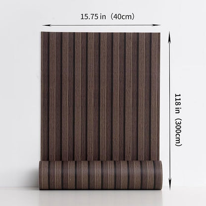 Haimin Wood Grain Slat Wall Panels Peel and Stick Faux Wood Thick Wallpaper - Image 3