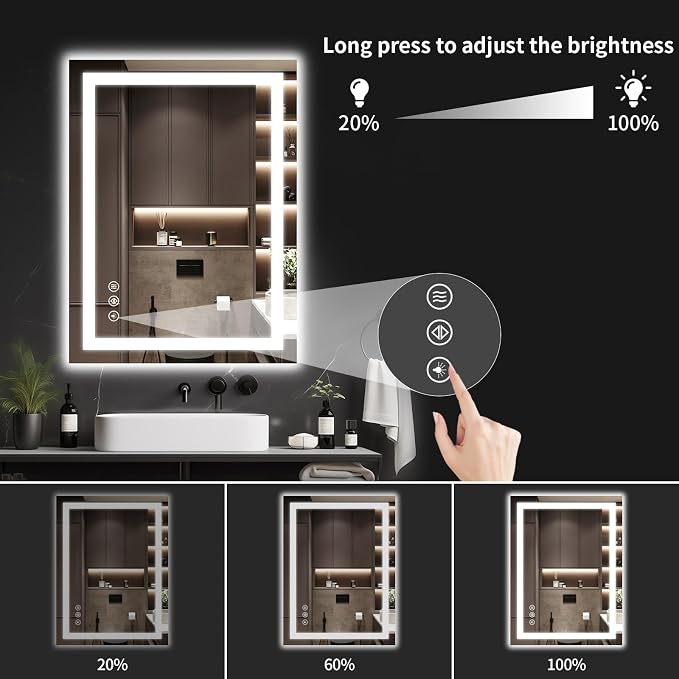 LED Bathroom Mirrors 24"x40" Bathroom Mirror - Image 4