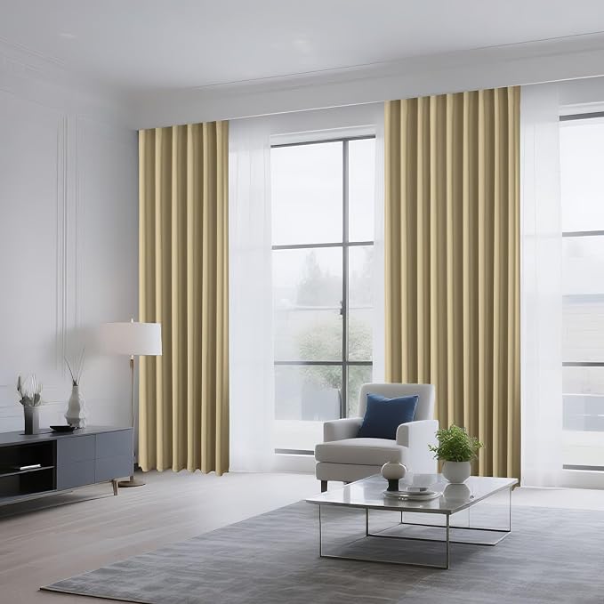 CUCRAF Beige Blackout Curtains 84 inch Length 2 Panels Set, Rod Pocket Room - Image 8