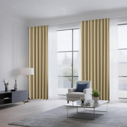 CUCRAF Beige Blackout Curtains 96 inch Length 2 Panels Set, Rod Pocket Room - Image 8