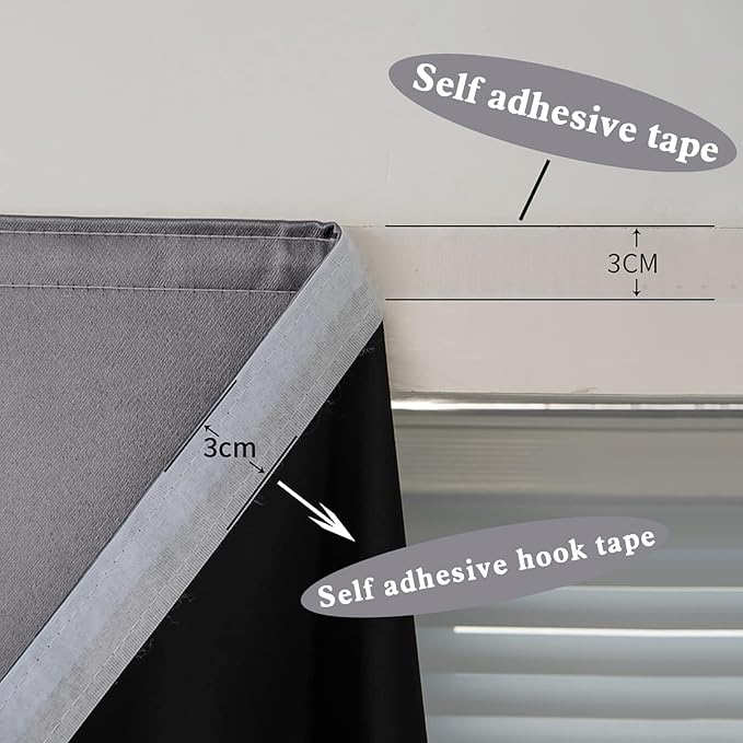 AJAZZ 100% Window Blinds Blackout Portable Blackout Curtains Adhesive Curtains - Image 6