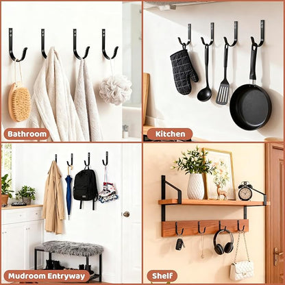 Wall Hooks for Hanging, Large Coat Hooks Wall Mount, Heavy Duty Screw in Metal - Image 6