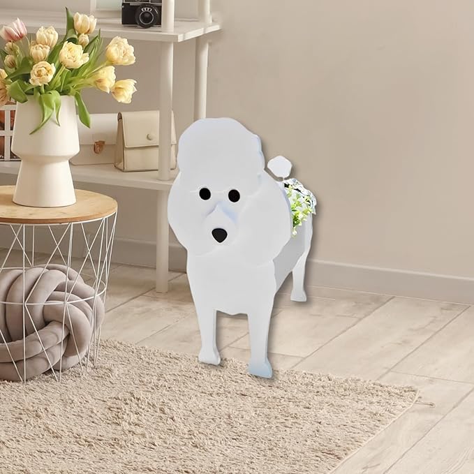 Poodle Dog Planter Plant Pots,Cute Garden Dog Flower Planter,Dog Planters Birthday Gifts for Women,Office,Indoor/Outdoor Decor（9.45 * 8.35 * 13.39in）