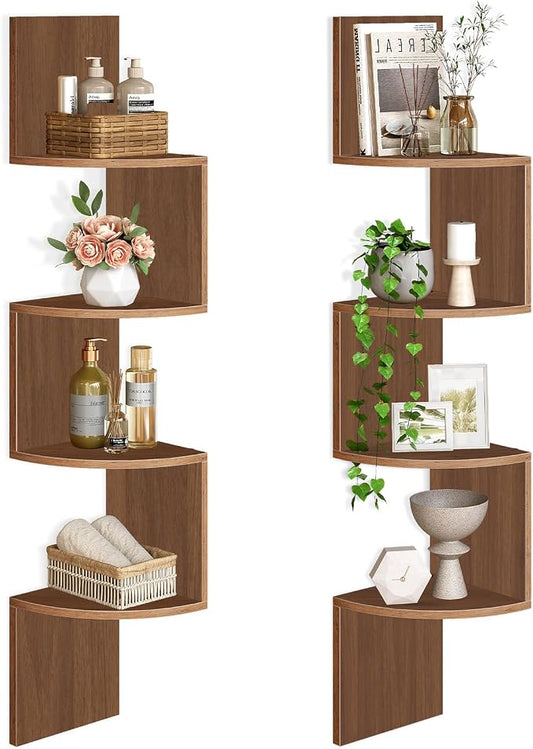 HOOBRO Corner Shelf Wall-Mounted, 4-Tier Corner Bookshelves by HOOBRO