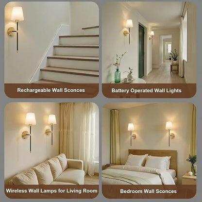 IRONPAX Wall Sconces Battery Operated Set of 2, Wireless Rechargeable Wall - Image 4