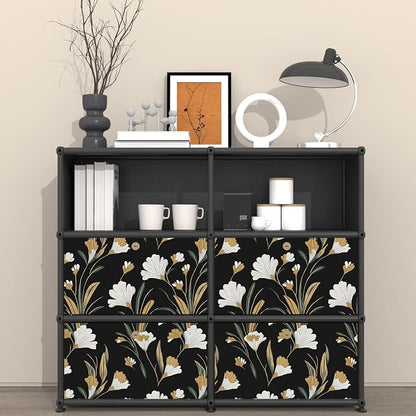 Laatse Black Gold Peel and Stick Wallpaper White Floral Contact Paper 17.5in x - Image 3