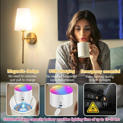 YHCDLAMP Battery Operated Wall Sconces Set of 2, Rechargeable Wireless Wall - Image 4