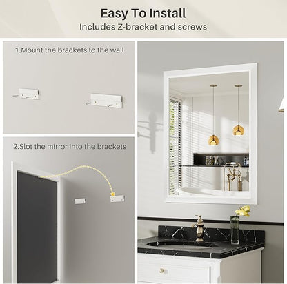 28x36 Inch White Bathroom Mirror - Image 7