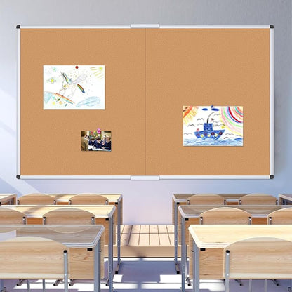 VIZ-PRO 60" x 48" Large Cork Bulletin Board, Foldable & Wall-Mounted Notice Pin - Image 6
