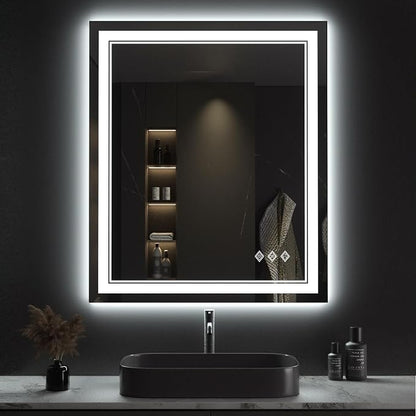 Lighted Mirror, 30x36 Inch Gradient Front and Backlit LED Mirror, 3 Colors by VanPokins-GlobalHighEndLEDBathroomMirrorBrand