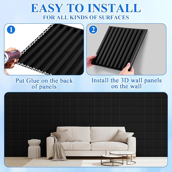 Nuanchu 120 Pcs 3D Slat Wall Panels, Paintable Waterproof Textured Tiles - Image 4