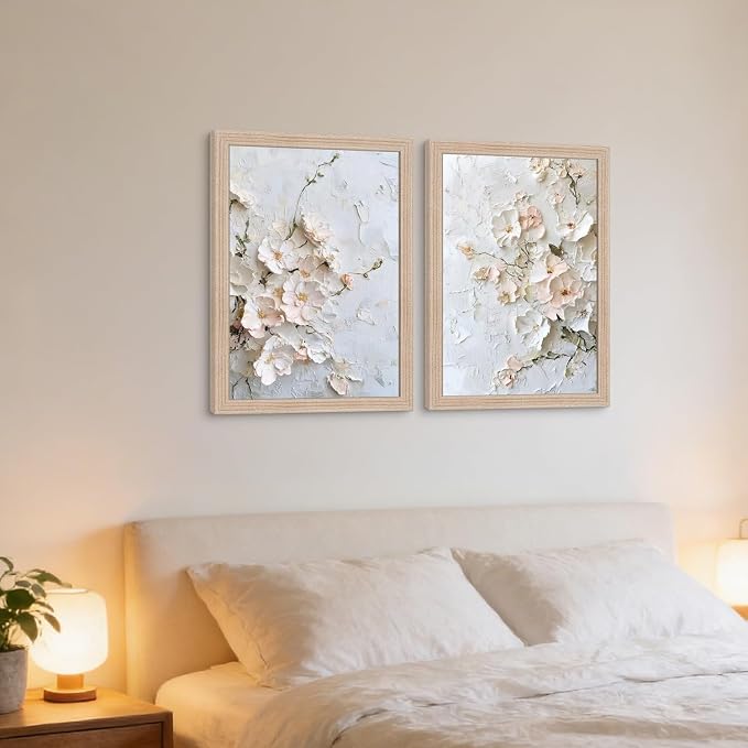 Framed 3D Floral Texture Canvas Wall Art Relief Textured Floral Oil Painting - Image 5