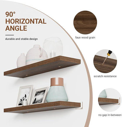 Heimlove Floating Shelves for Wall 36 Inches Long, 9.3" Deep Walnut Floating - Image 5