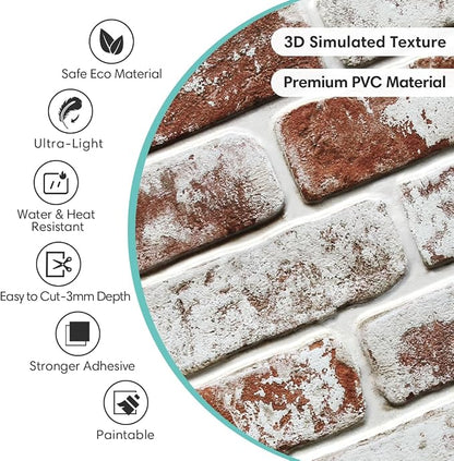Commomy 10 Pcs 3D Brick Peel and Stick - Image 4